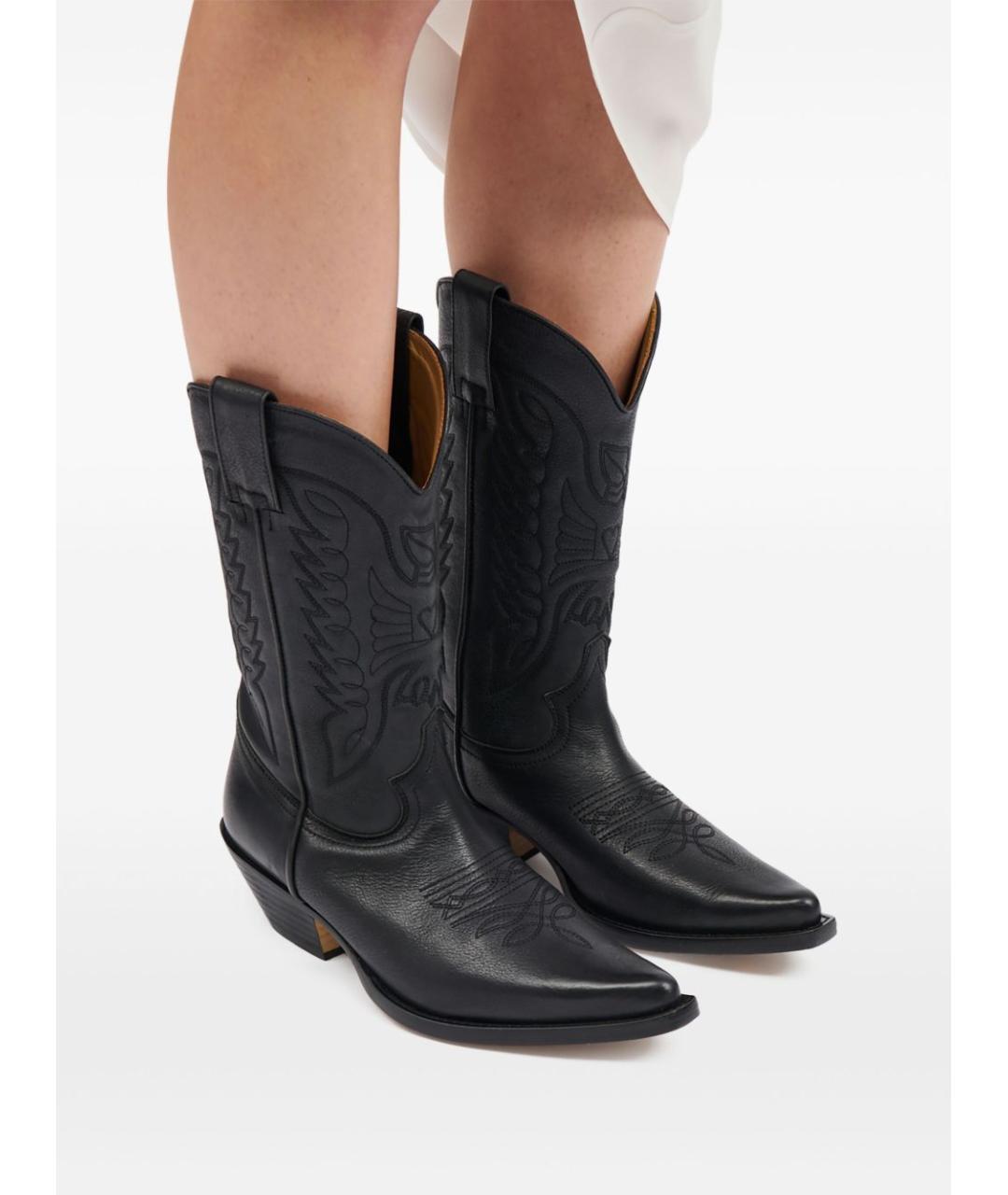 MM6 MAISON MARGIELA Черные кожаные сапоги, фото 2