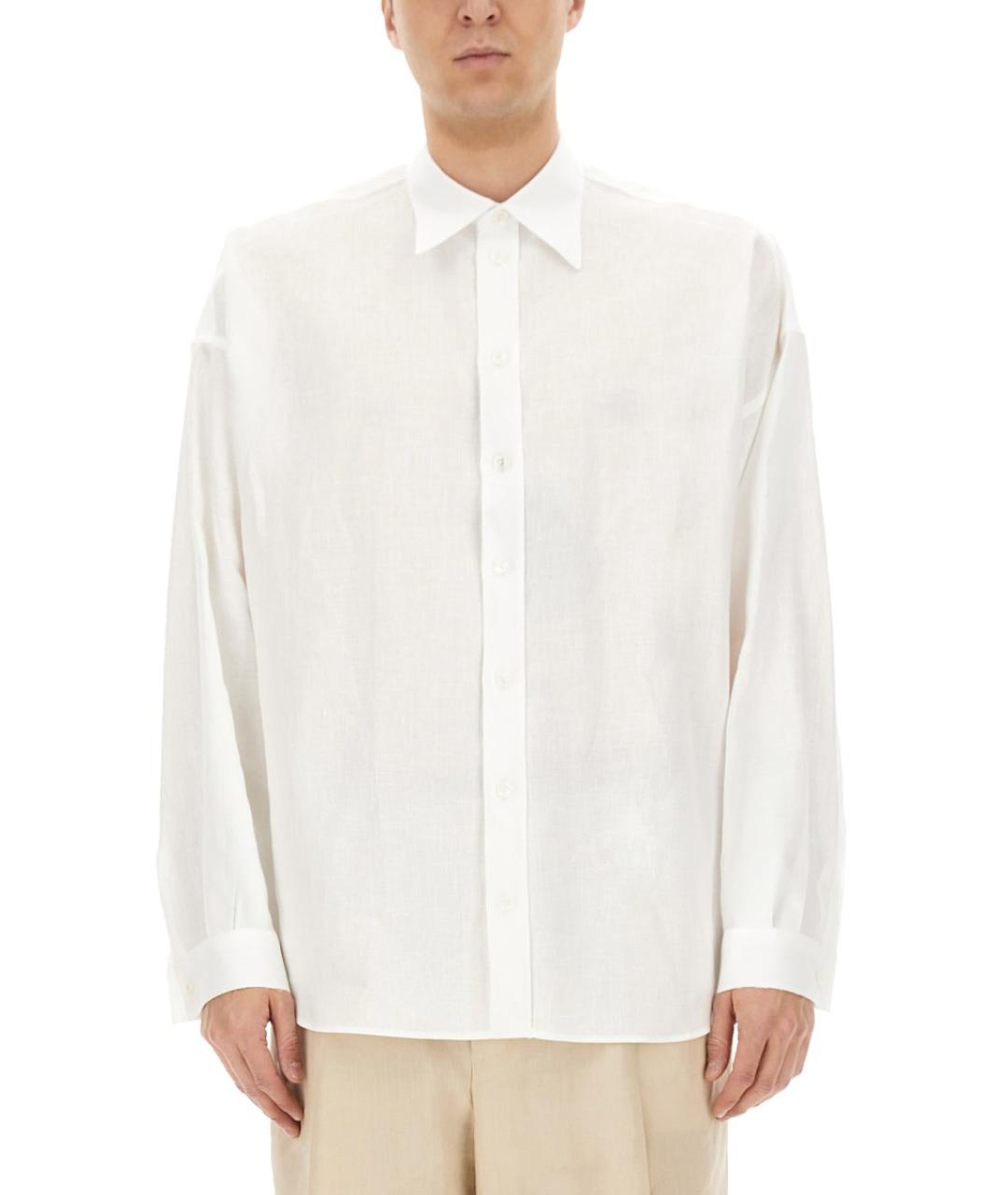 DOLCE&GABBANA Белая льняная кэжуал рубашка, фото 2