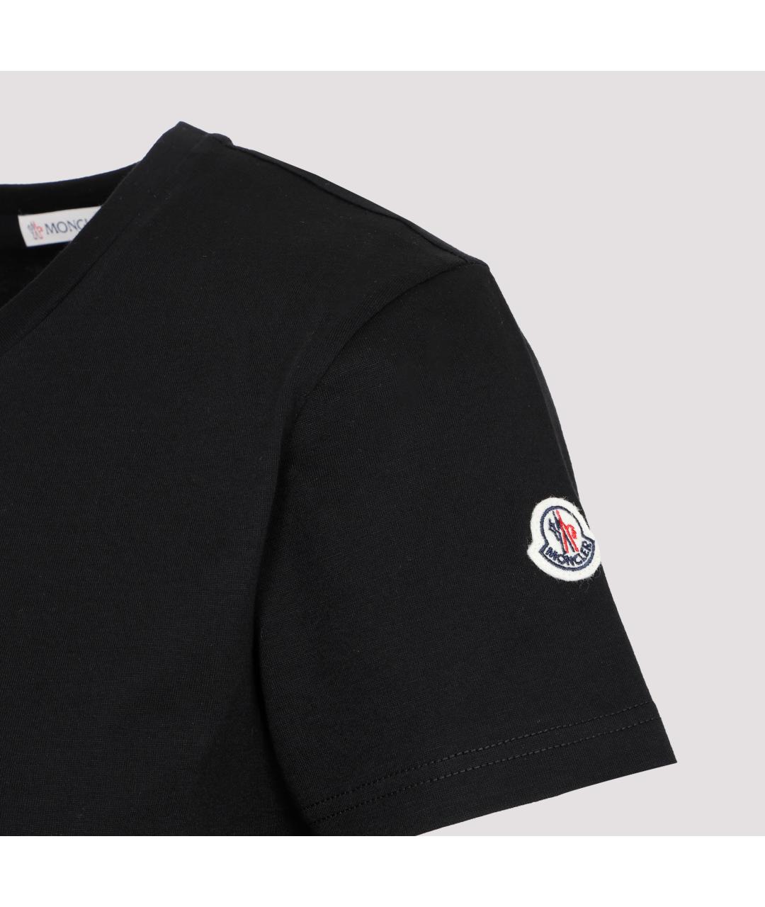 MONCLER Черная хлопковая футболка, фото 3