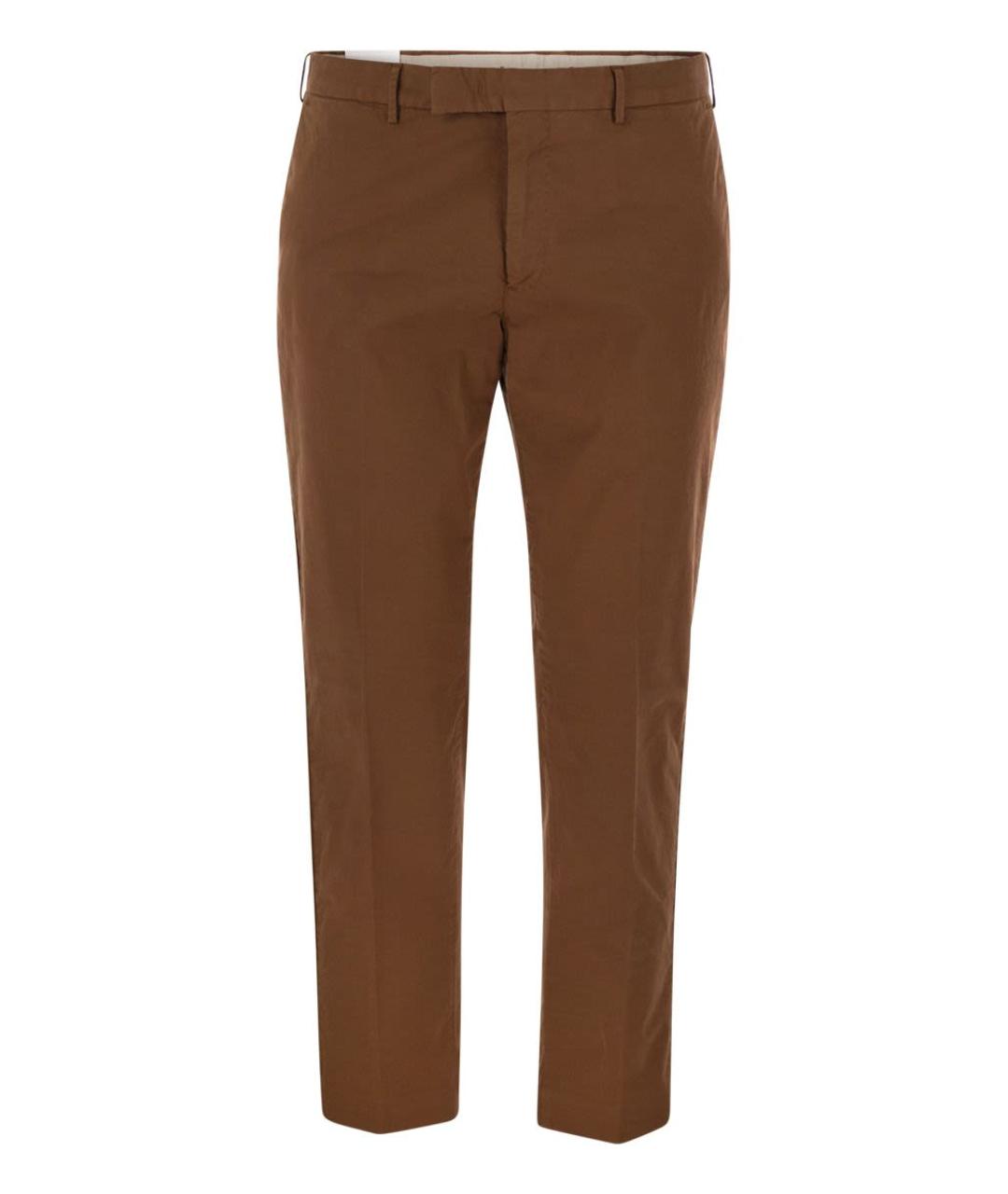 PT TORINO Коричневые хлопковые повседневные брюки, фото 1