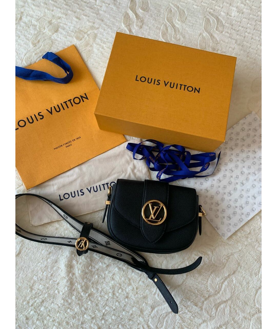 LOUIS VUITTON PRE-OWNED Темно-синяя сумка тоут из лакированной кожи, фото 8