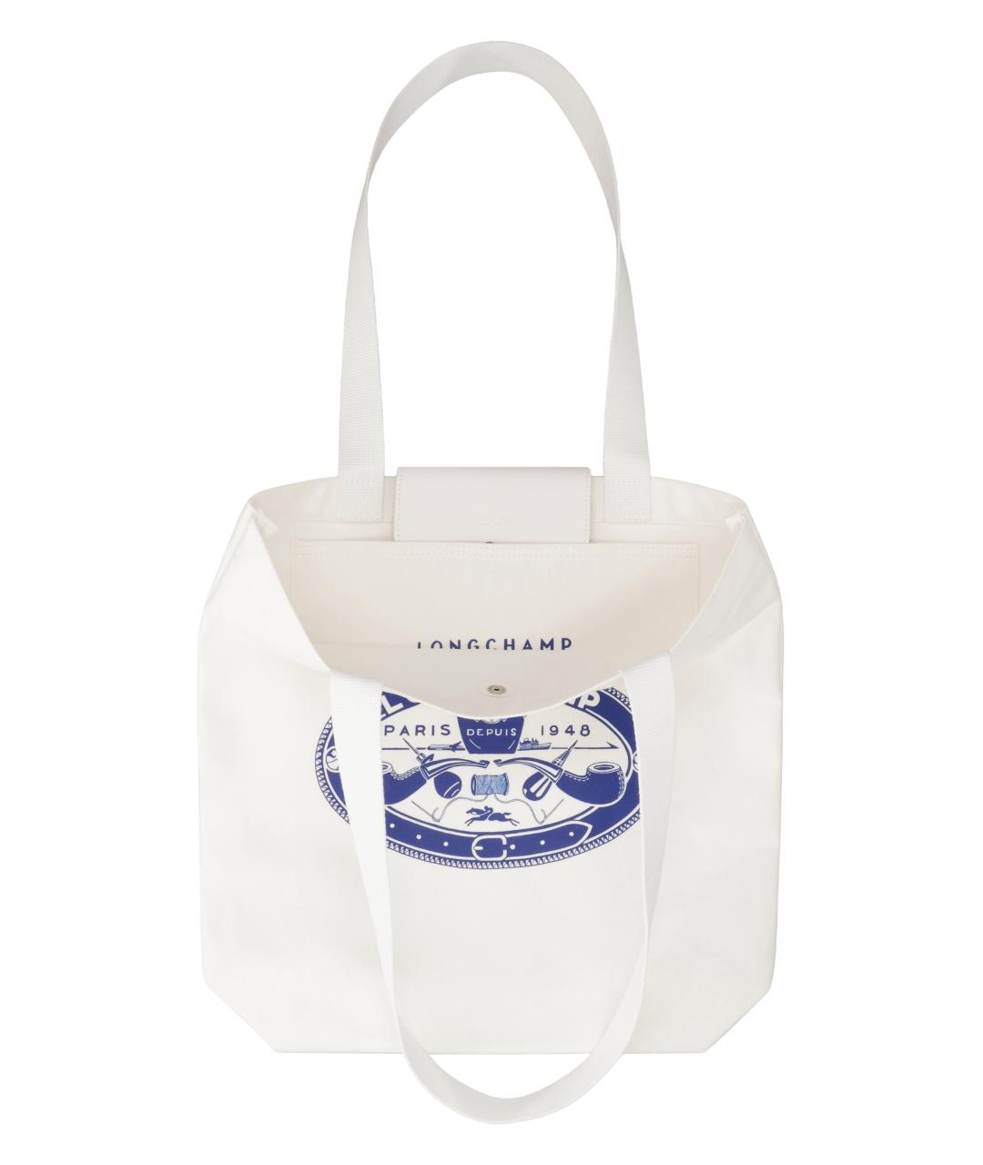 LONGCHAMP Белая хлопковая сумка тоут, фото 3