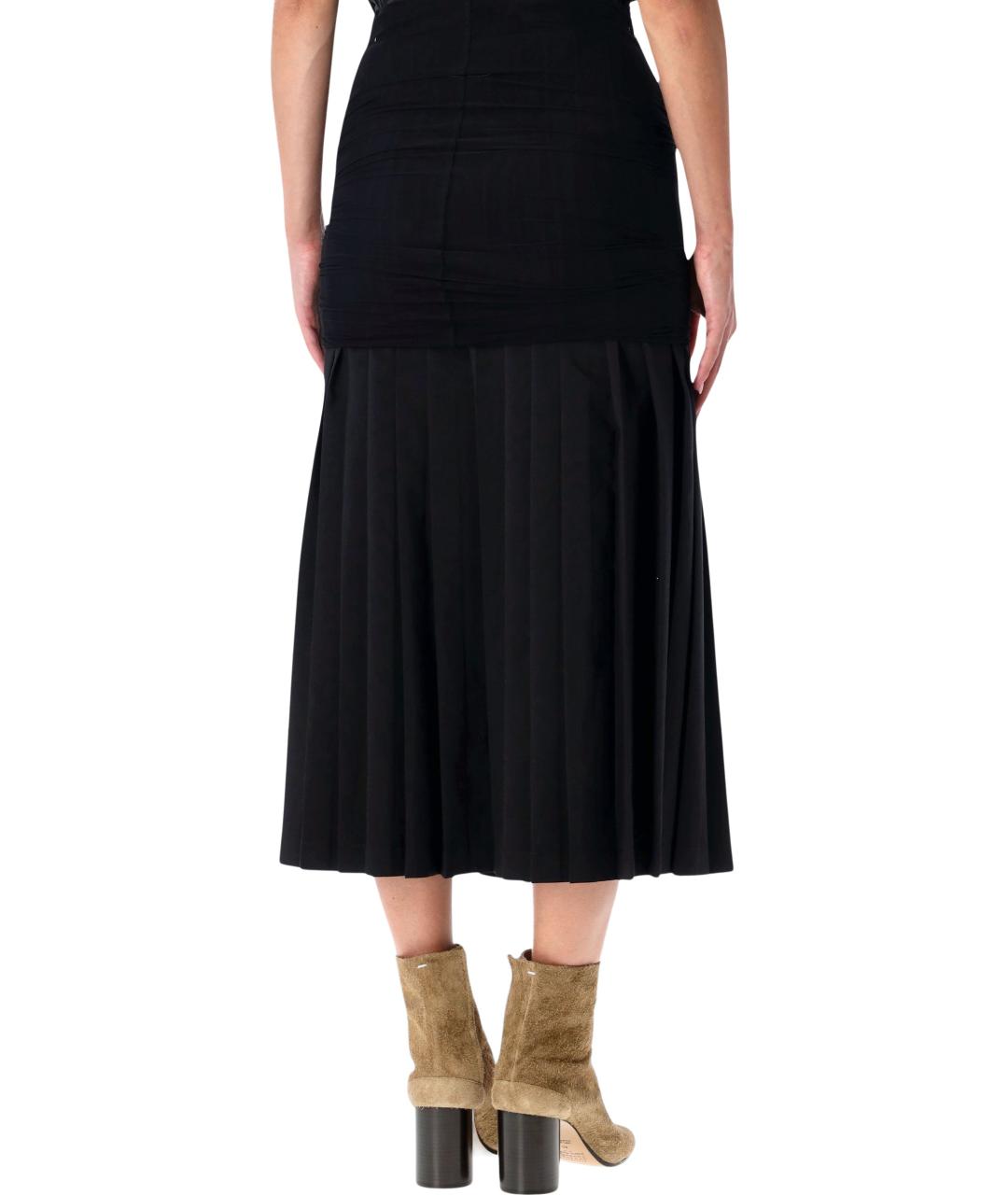 MM6 MAISON MARGIELA Черная хлопковая юбка миди, фото 3