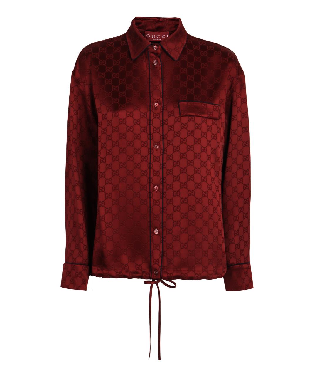 GUCCI Бордовая шелковая рубашка, фото 1