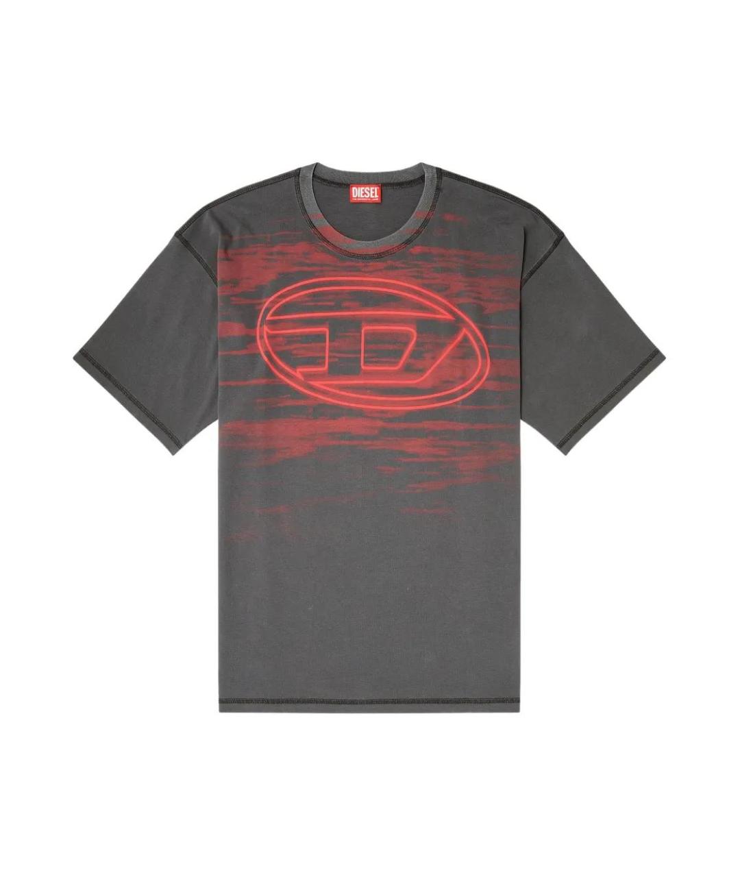 DIESEL Антрацитовая хлопковая футболка, фото 1