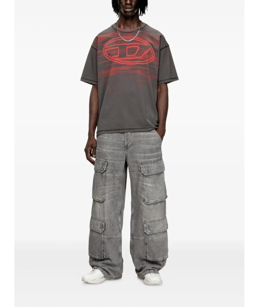 DIESEL Антрацитовая хлопковая футболка, фото 2