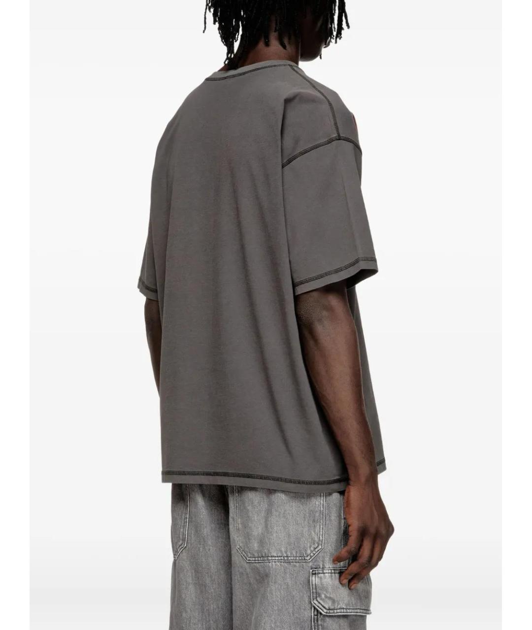 DIESEL Антрацитовая хлопковая футболка, фото 4