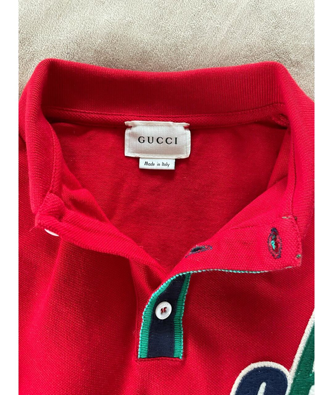 GUCCI Красная хлопковая детская футболка, фото 4