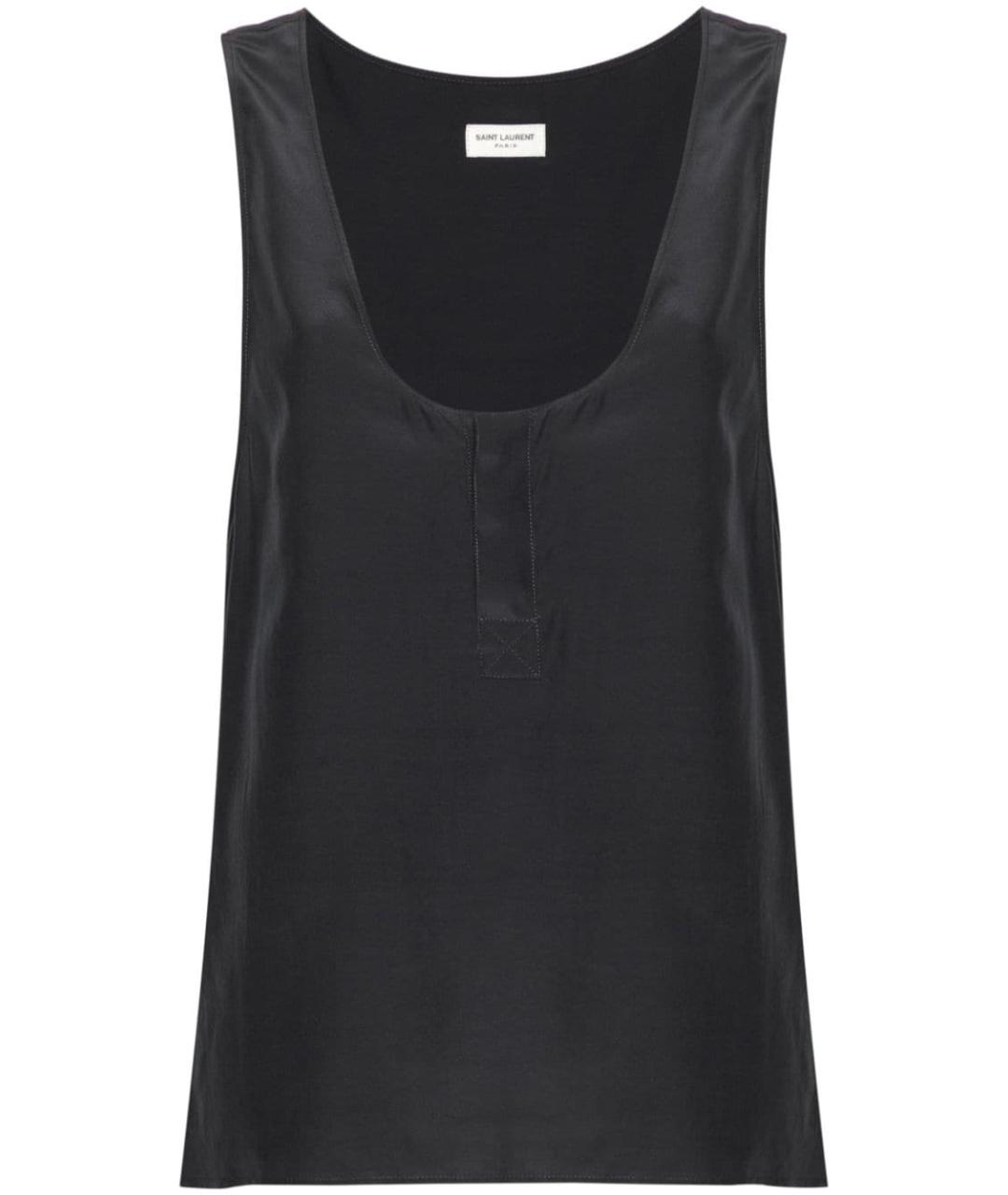 SAINT LAURENT Черная шелковая майка, фото 1