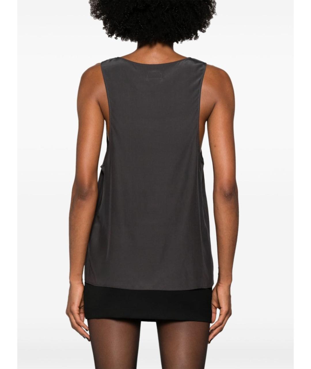 SAINT LAURENT Черная шелковая майка, фото 5