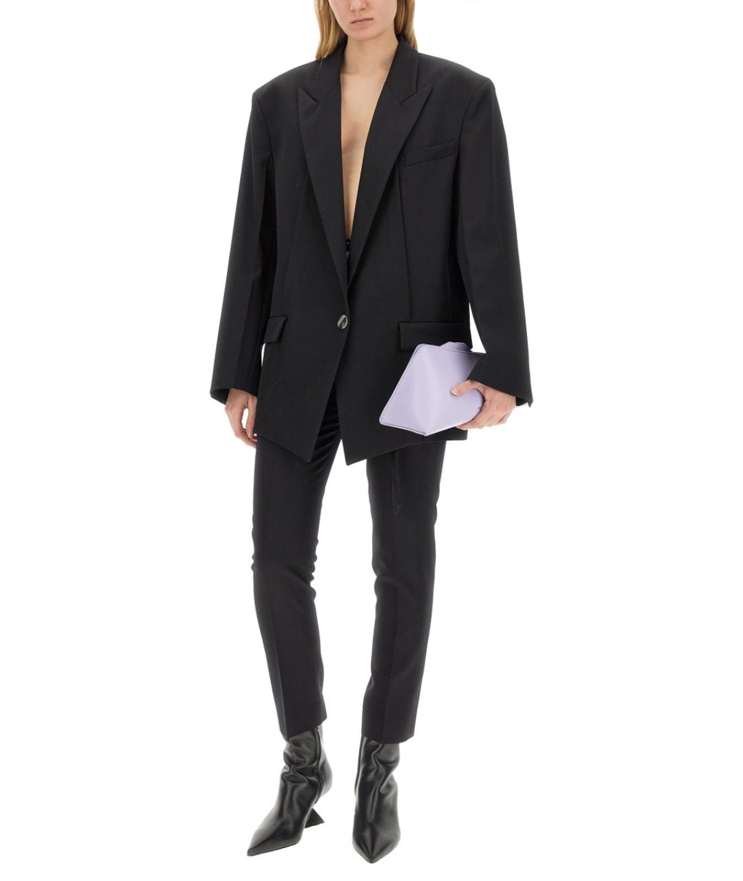 THE ATTICO Черные шерстяные прямые брюки, фото 2