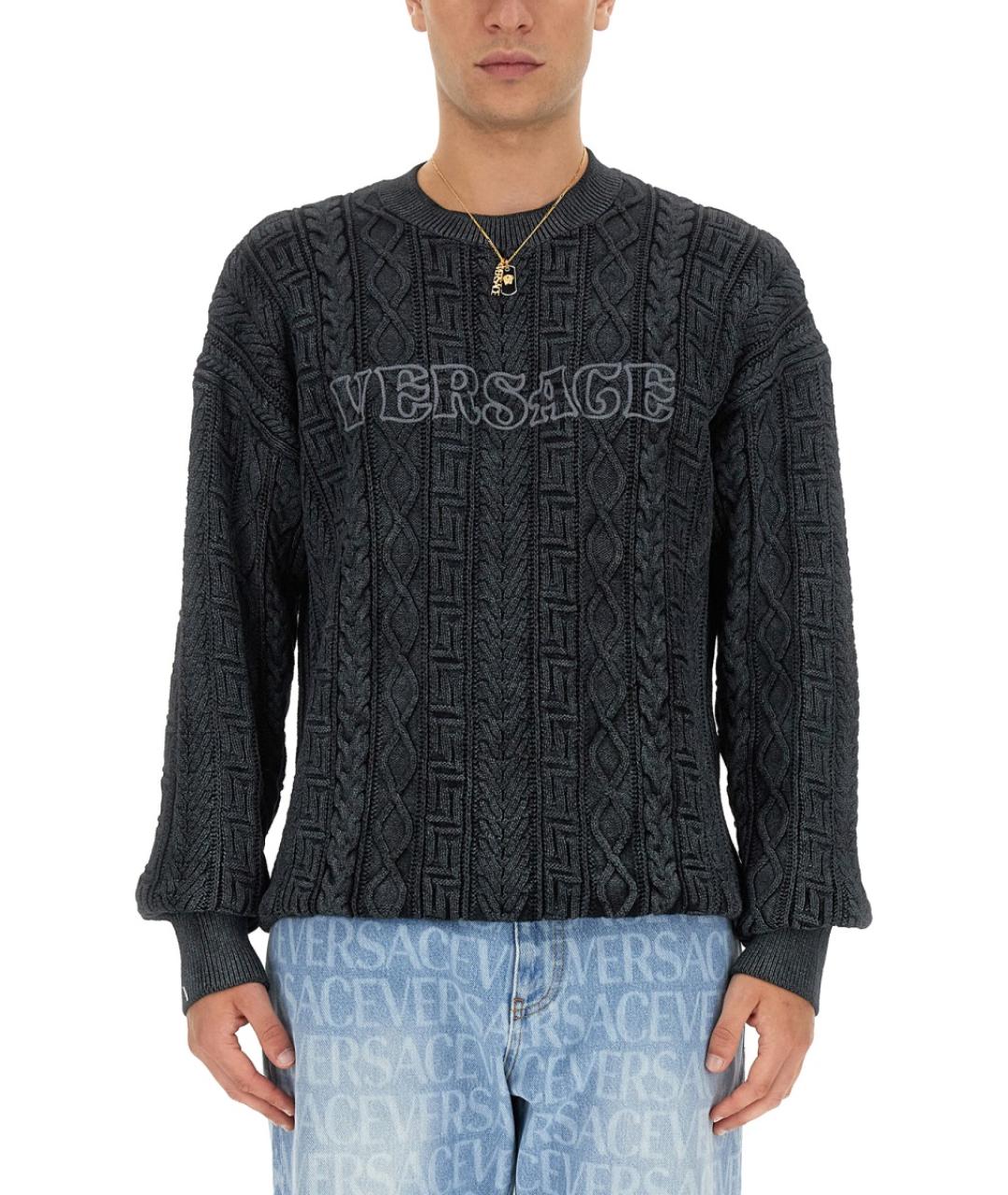 VERSACE Серый хлопковый джемпер / свитер, фото 2
