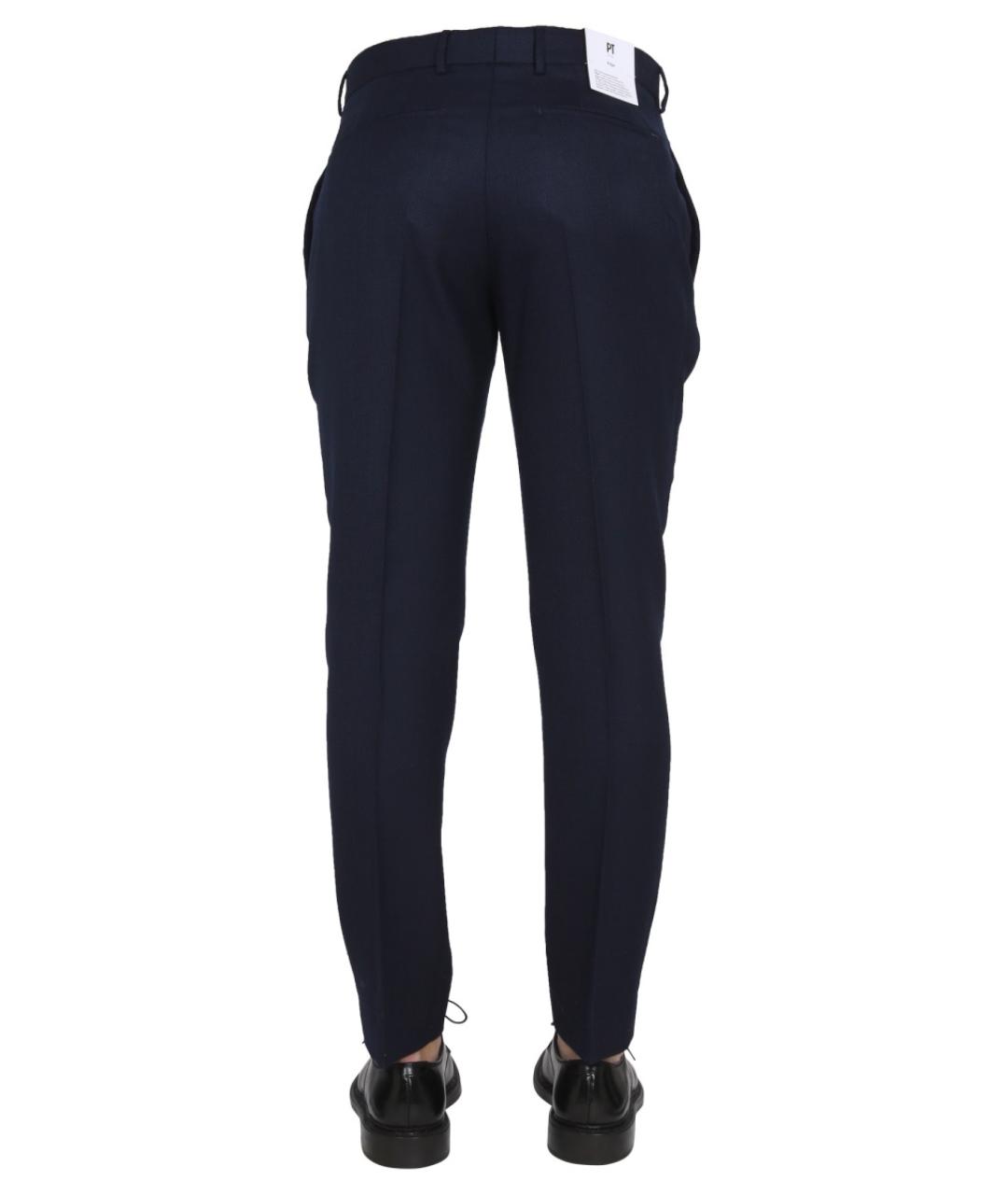 PT TORINO Синие шерстяные повседневные брюки, фото 4