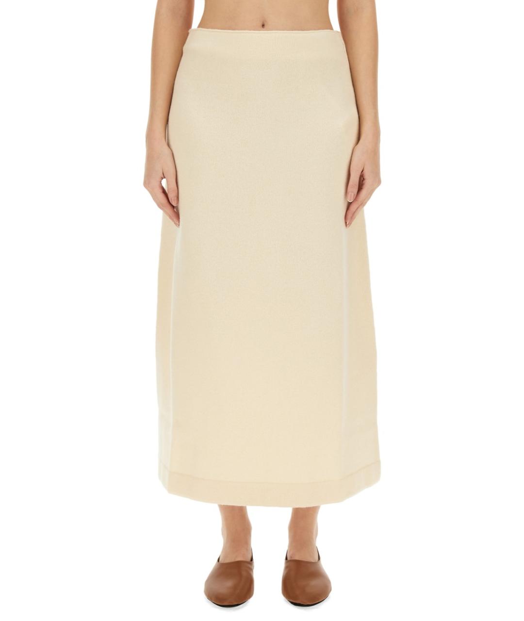 JIL SANDER Белая шерстяная юбка миди, фото 5
