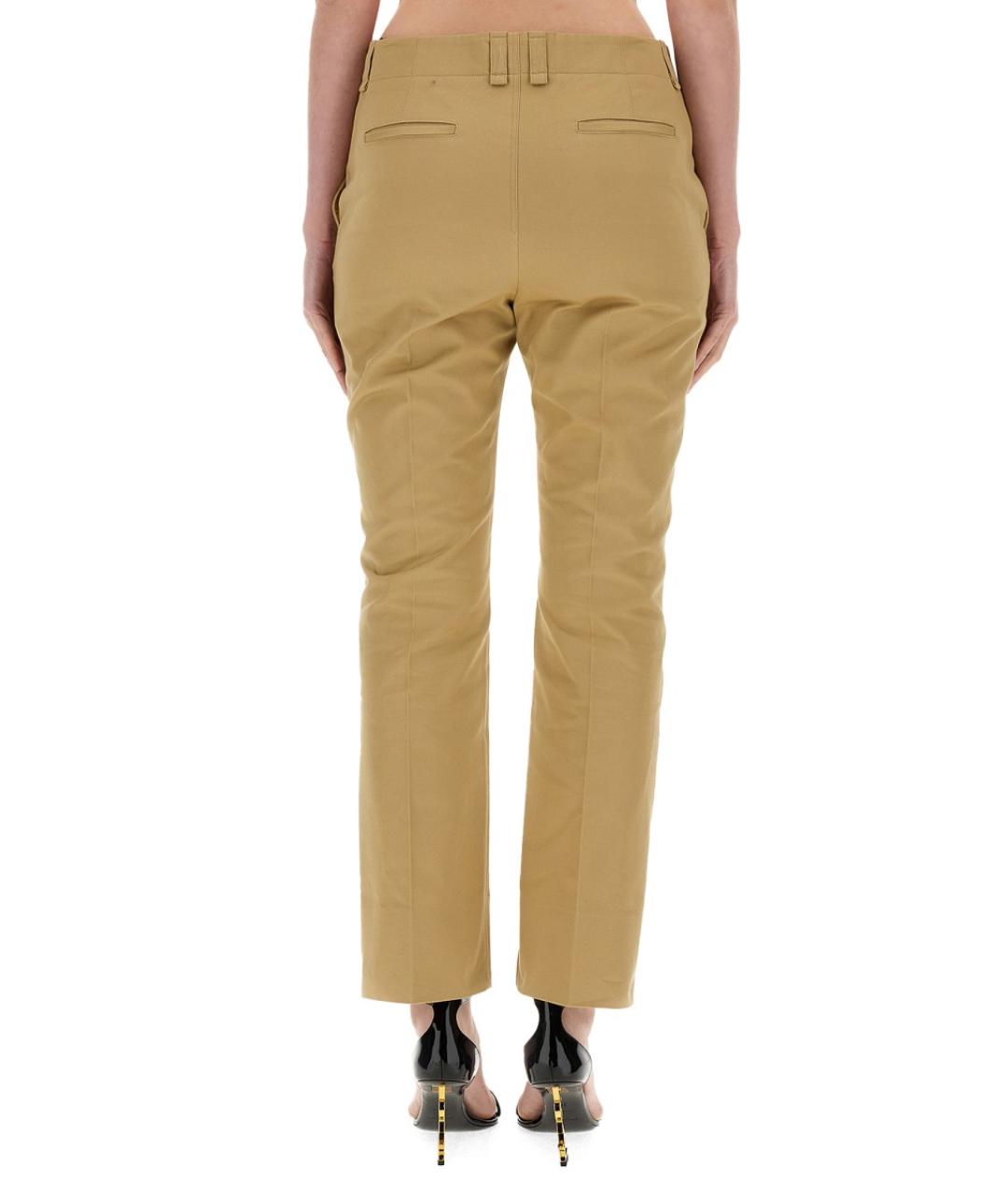 SAINT LAURENT Бежевые хлопковые прямые брюки, фото 4