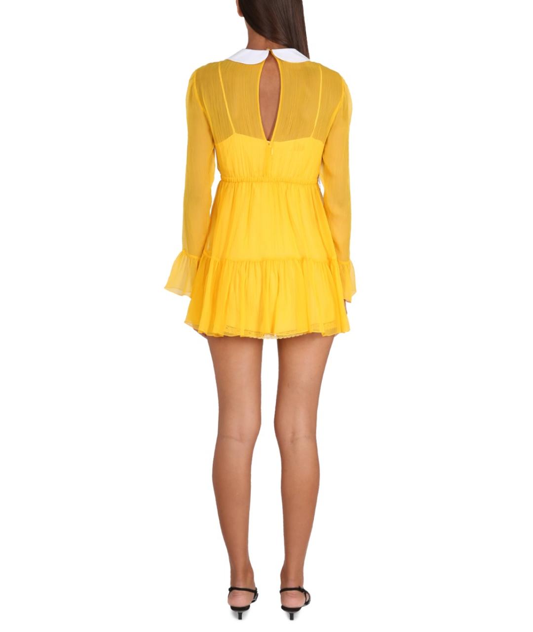 GUCCI Желтое шелковое повседневное платье, фото 4