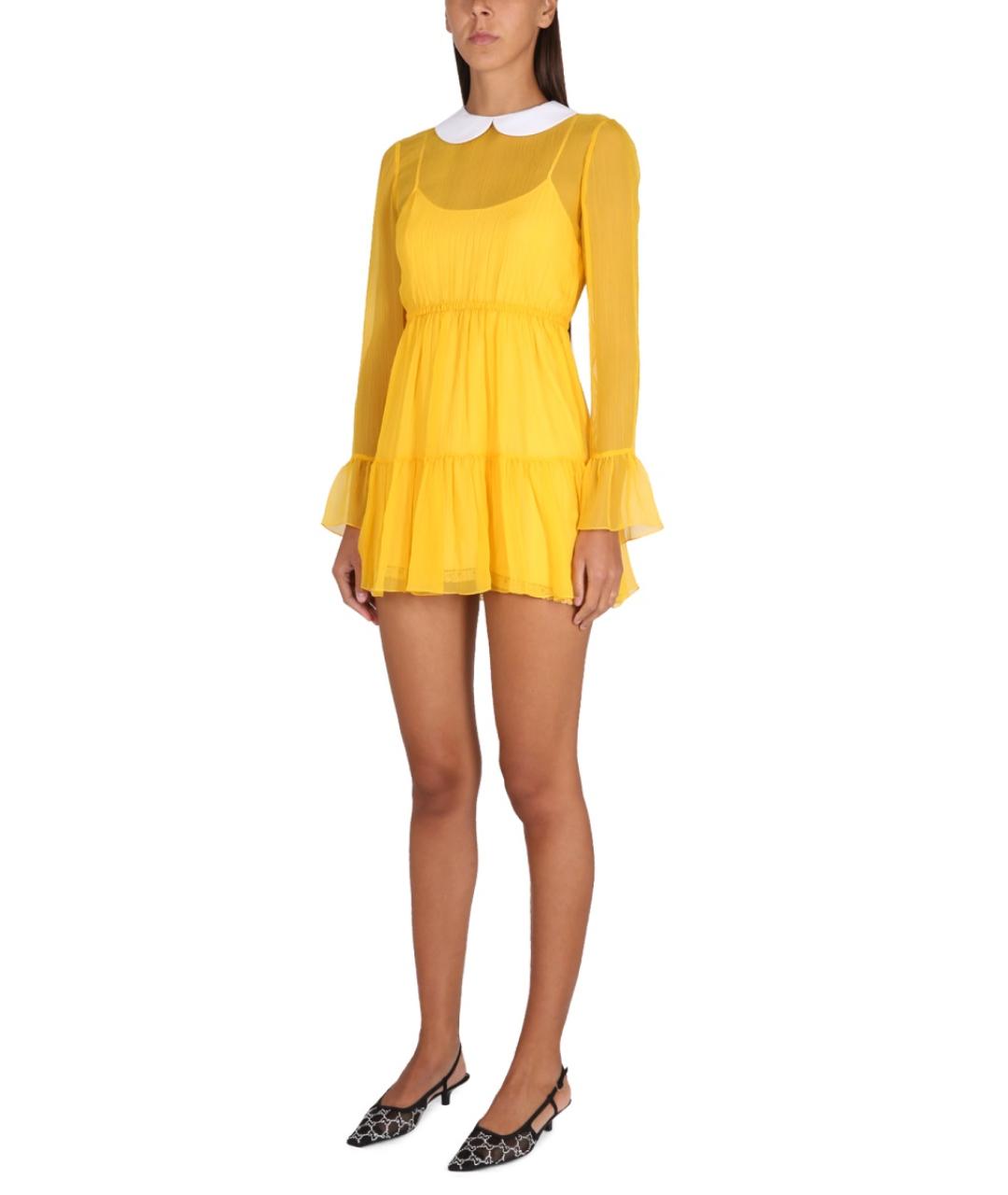 GUCCI Желтое шелковое повседневное платье, фото 3