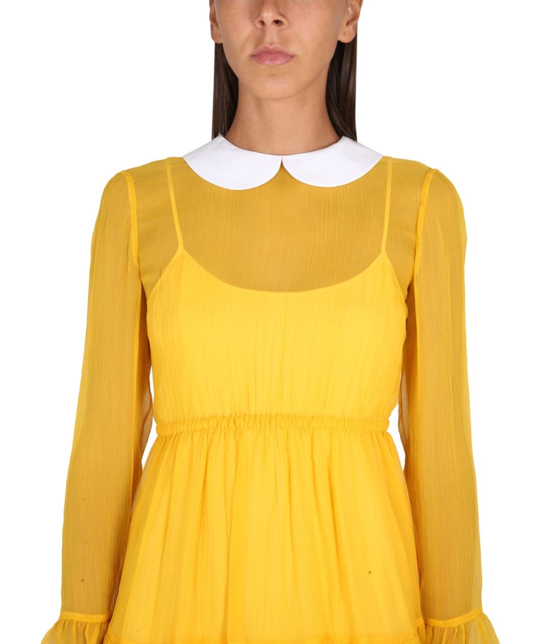 GUCCI Желтое шелковое повседневное платье, фото 5
