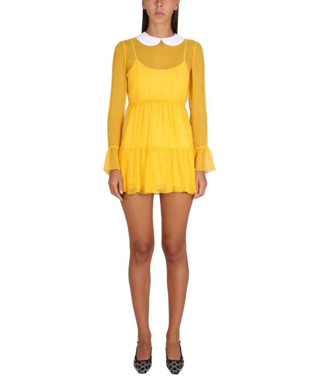 GUCCI Желтое шелковое повседневное платье, фото 2