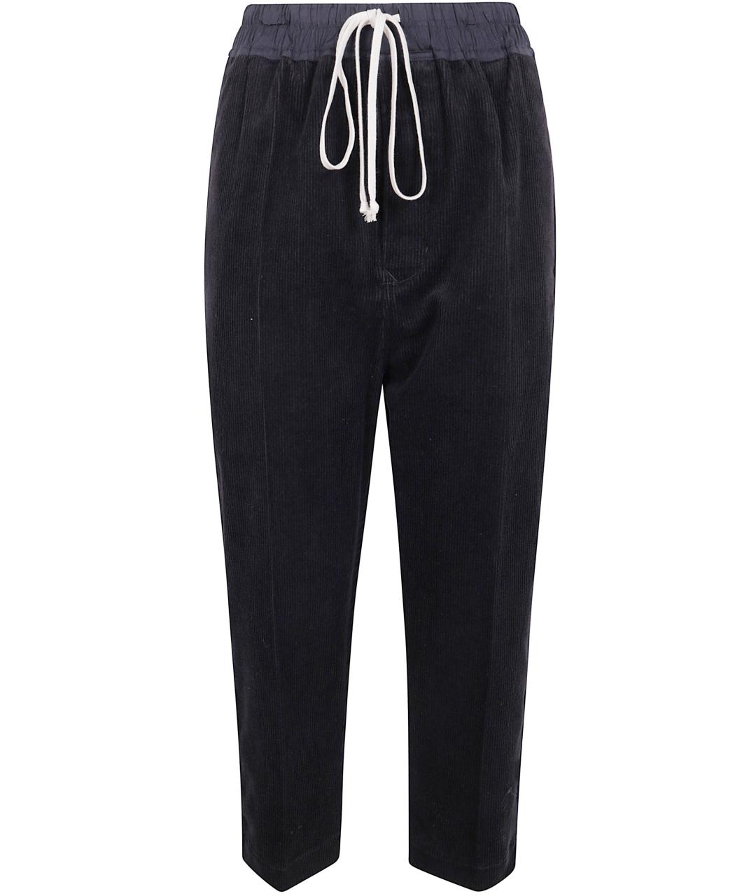 RICK OWENS Черные хлопковые прямые брюки, фото 1