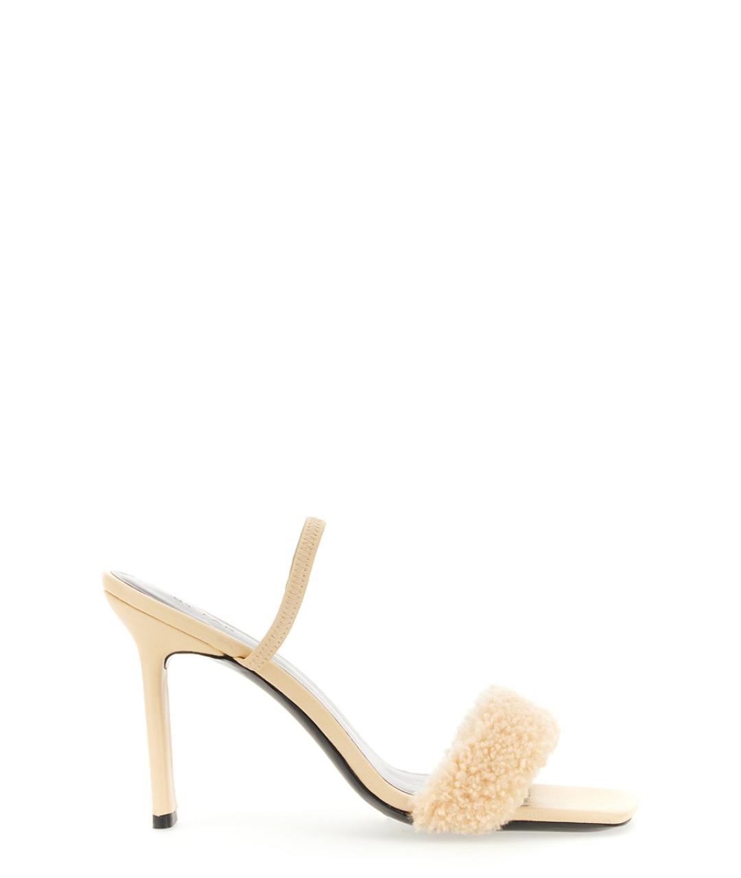 BY FAR Бежевые кожаные босоножки, фото 1