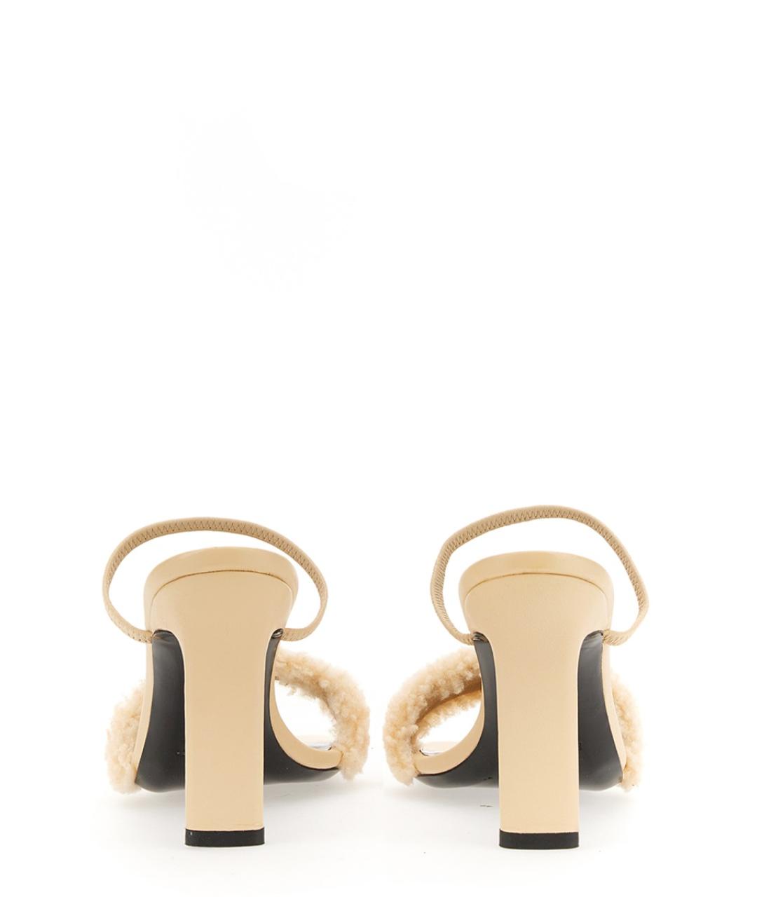 BY FAR Бежевые кожаные босоножки, фото 3