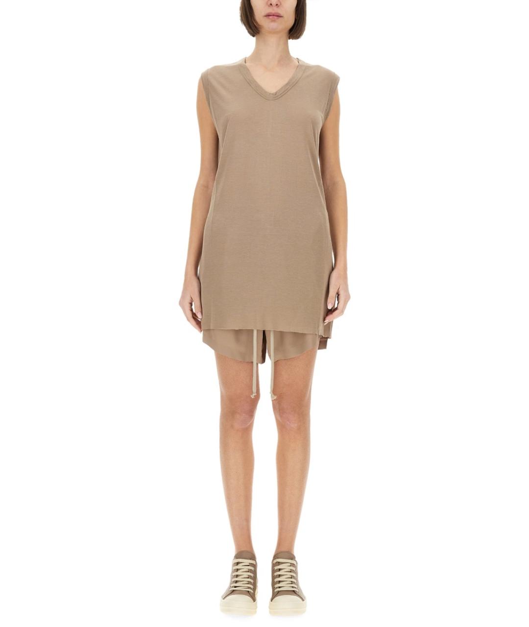 RICK OWENS Бежевая вискозная майка, фото 5