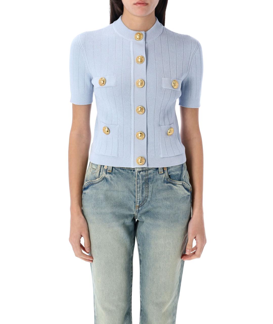 BALMAIN Голубой вискозный кардиган, фото 2