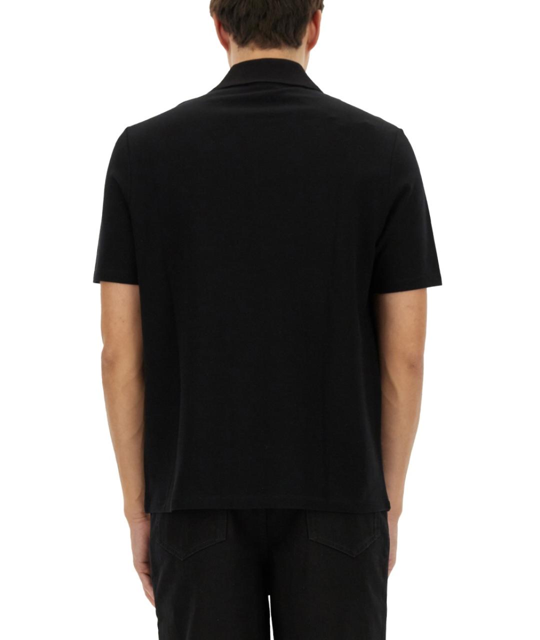 BALMAIN Черное хлопковое поло с коротким рукавом, фото 4