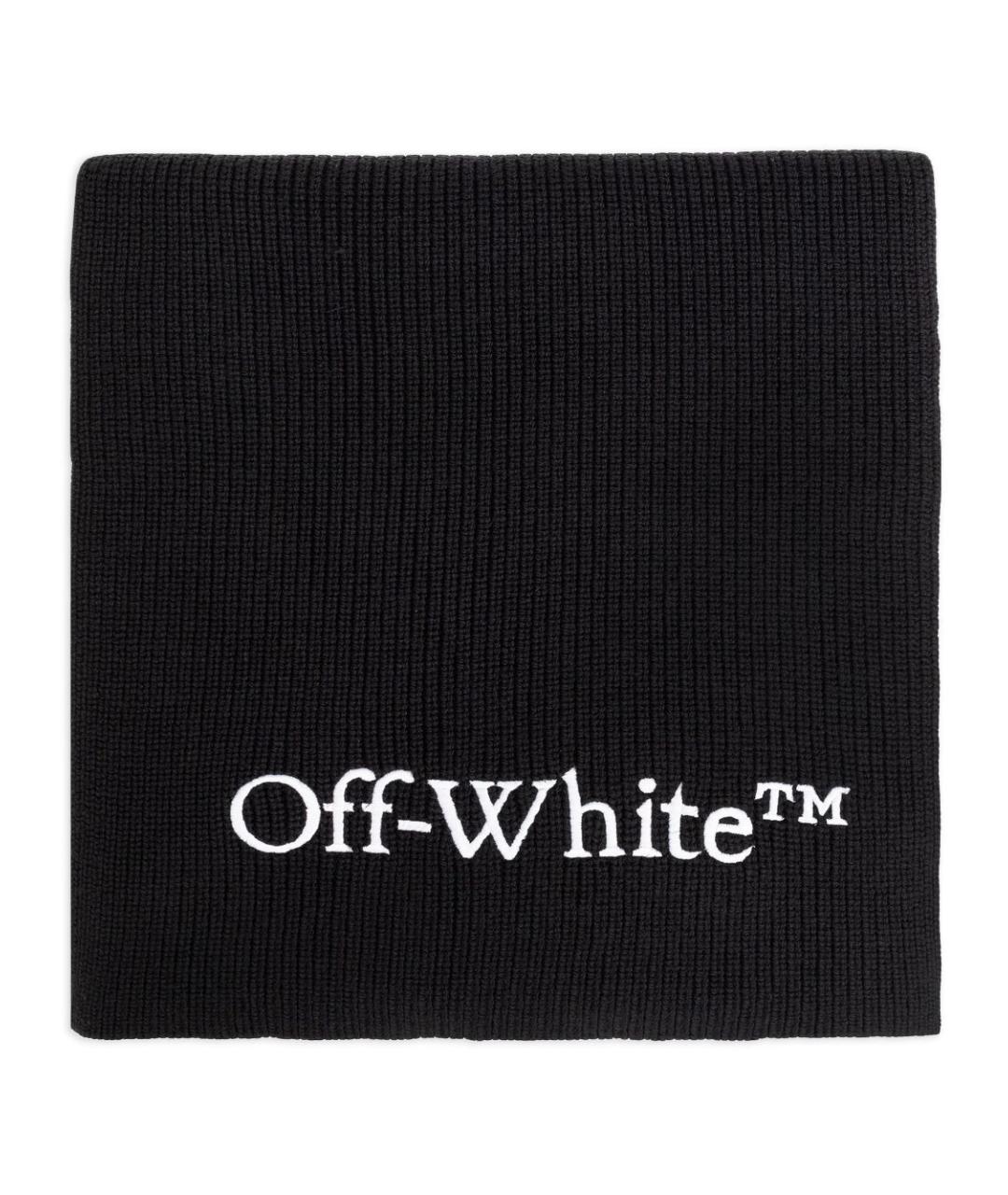 OFF-WHITE Черный шерстяной шарф, фото 1