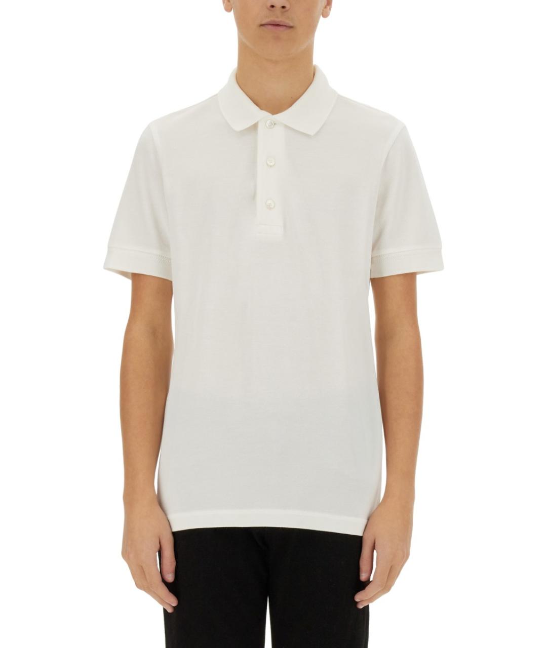 TOM FORD Белое хлопковое поло с коротким рукавом, фото 2