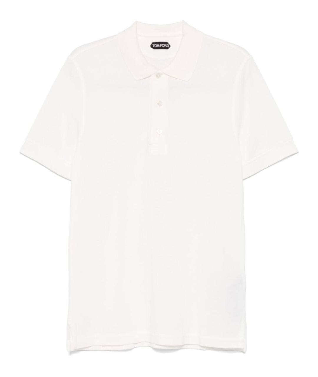 TOM FORD Белое хлопковое поло с коротким рукавом, фото 1
