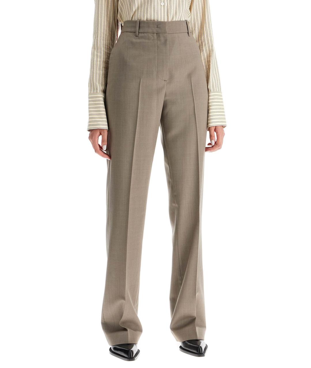 GOLDEN GOOSE DELUXE BRAND Коричневые шерстяные прямые брюки, фото 2