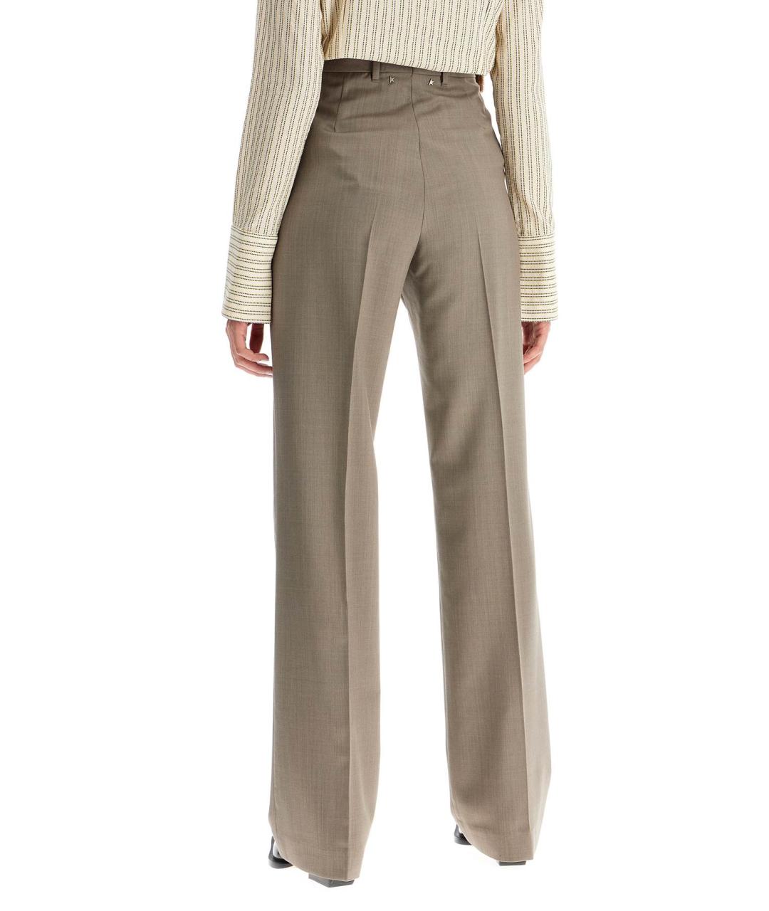 GOLDEN GOOSE DELUXE BRAND Коричневые шерстяные прямые брюки, фото 3