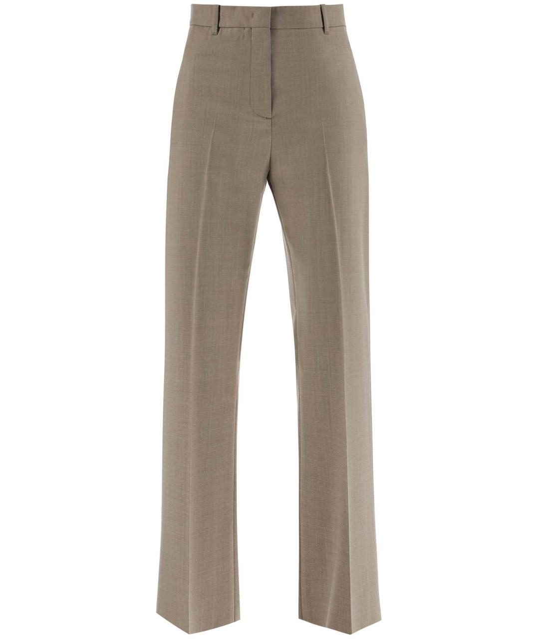 GOLDEN GOOSE DELUXE BRAND Коричневые шерстяные прямые брюки, фото 1