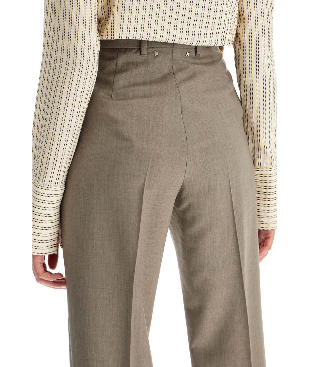 GOLDEN GOOSE DELUXE BRAND Коричневые шерстяные прямые брюки, фото 4