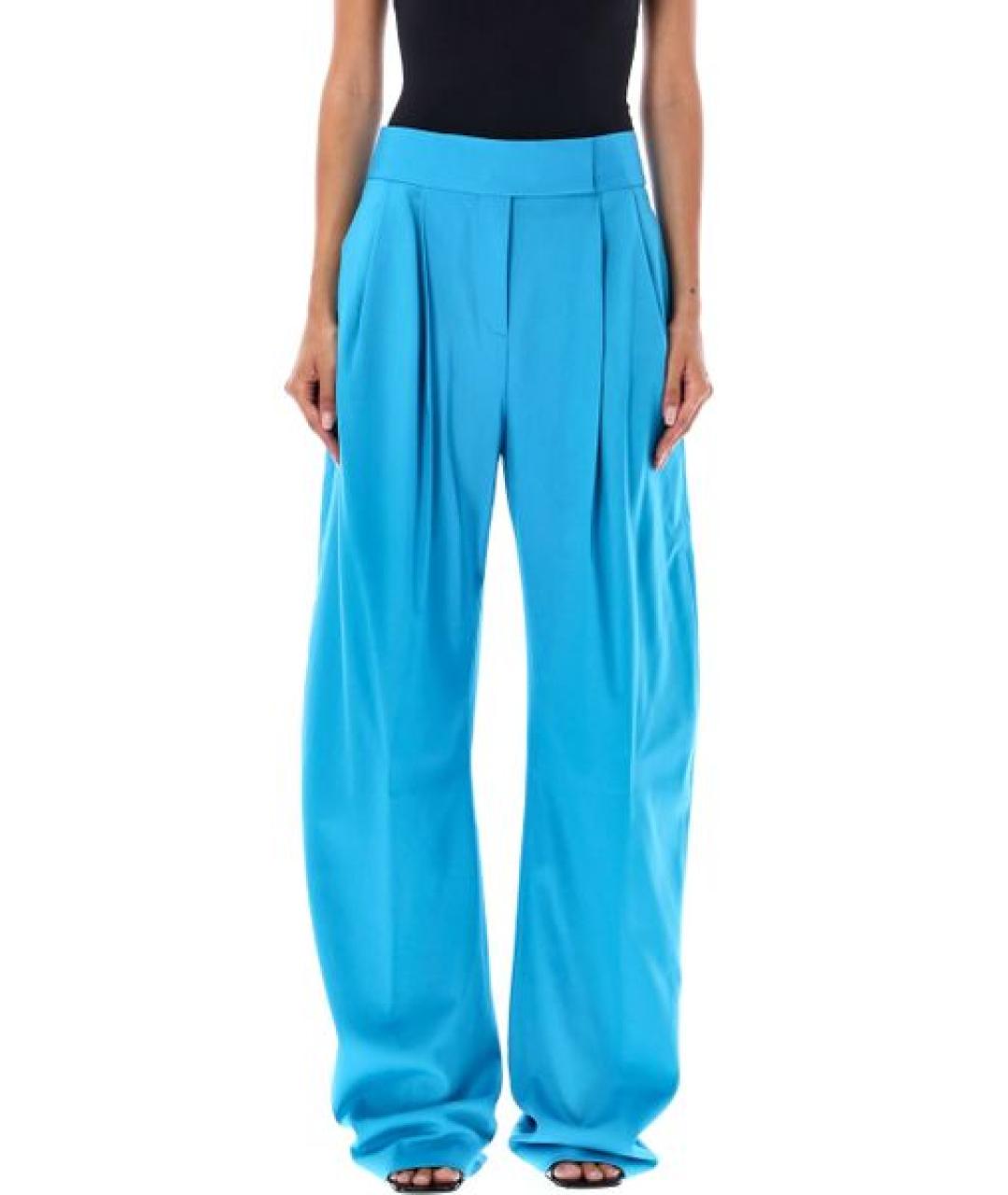 THE ATTICO Синие шерстяные прямые брюки, фото 4