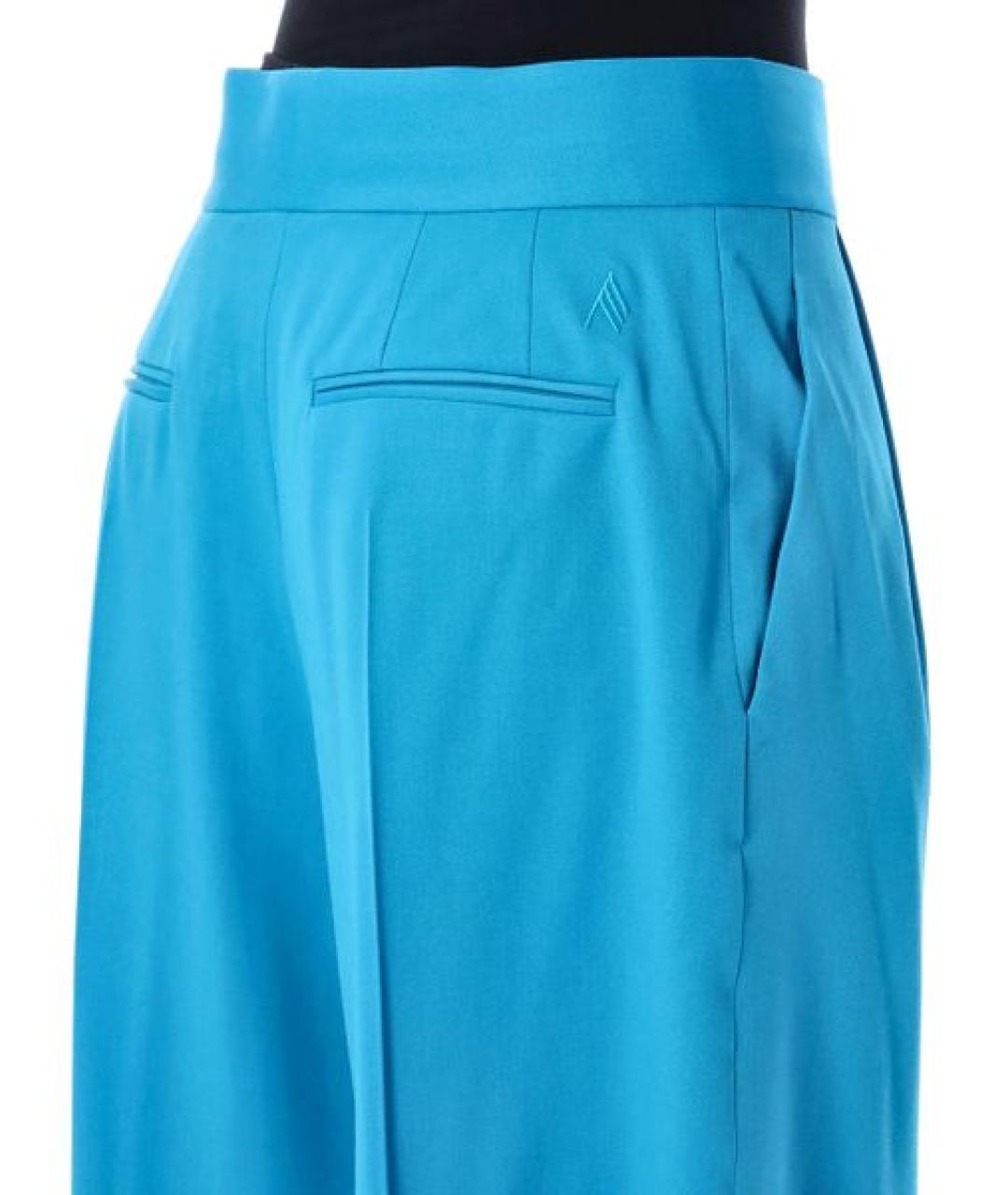 THE ATTICO Синие шерстяные прямые брюки, фото 3