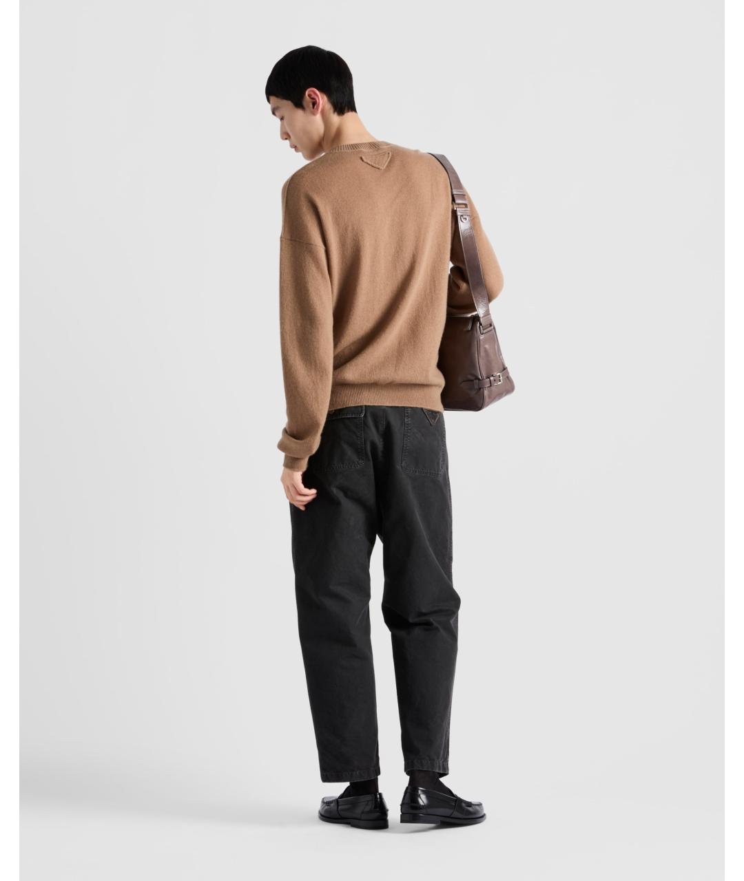 PRADA Коричневые хлопковые повседневные брюки, фото 3