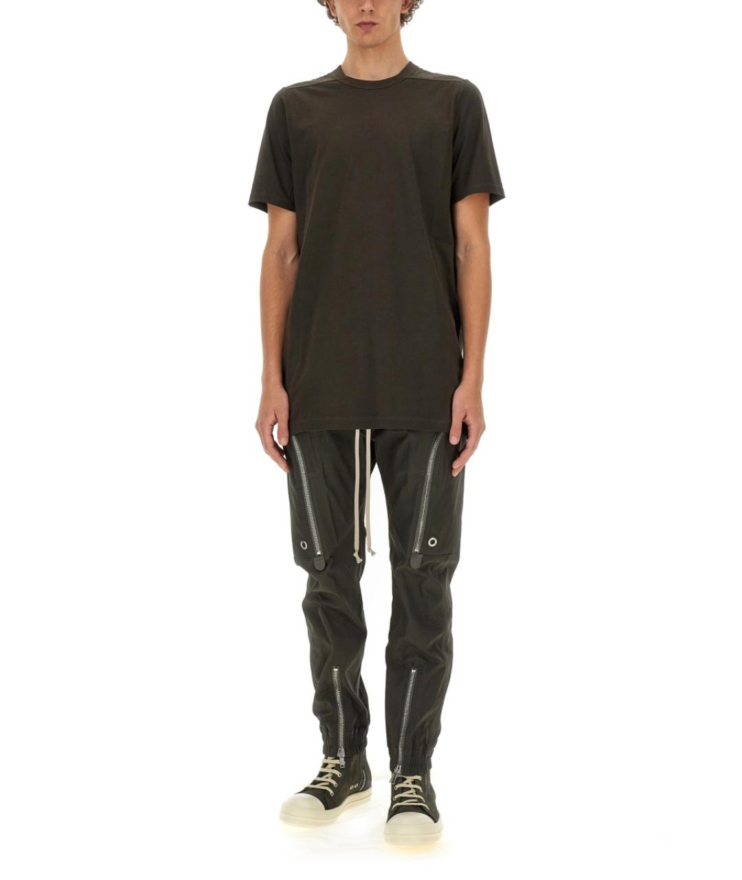 RICK OWENS Коричневая хлопковая футболка, фото 3