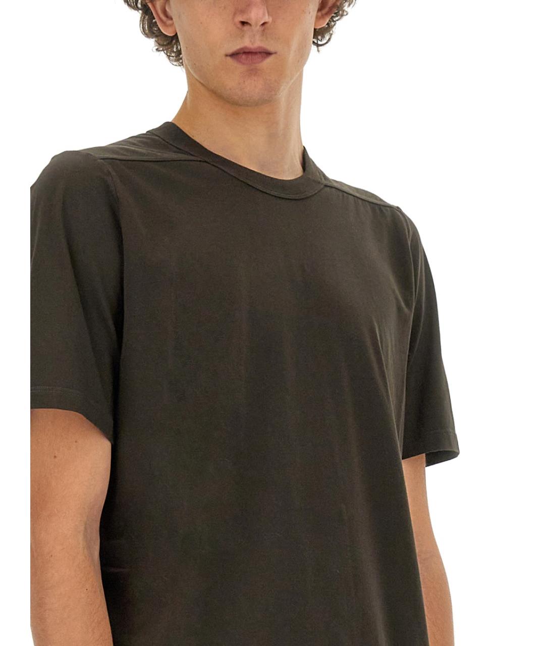 RICK OWENS Коричневая хлопковая футболка, фото 5