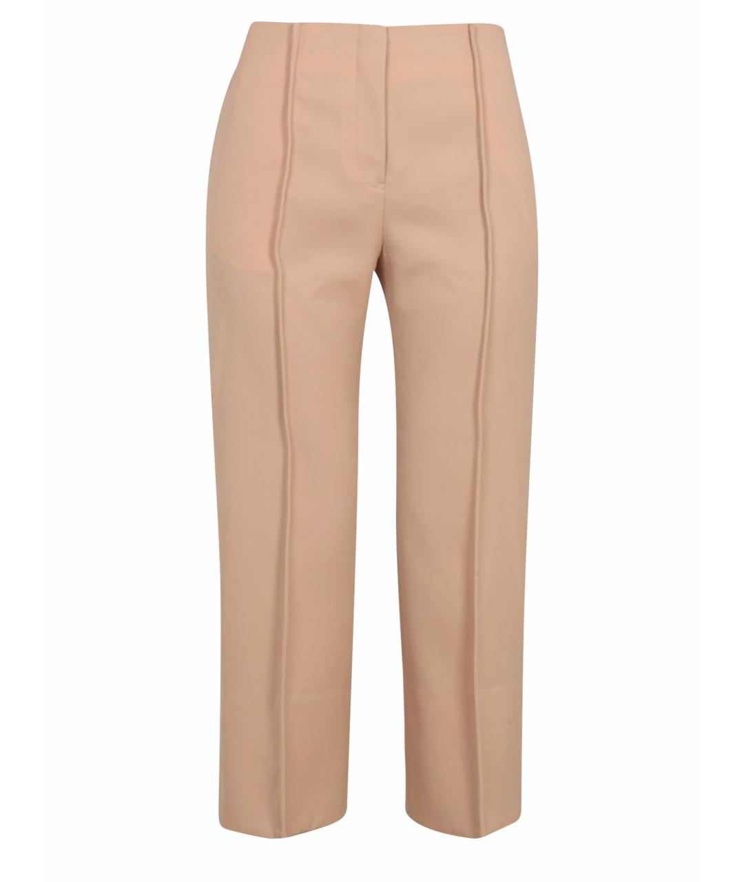 JIL SANDER Бежевые шерстяные прямые брюки, фото 1