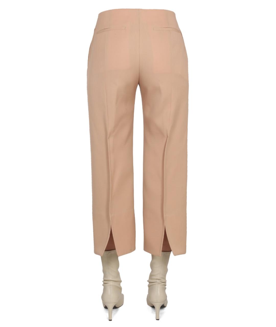 JIL SANDER Бежевые шерстяные прямые брюки, фото 4