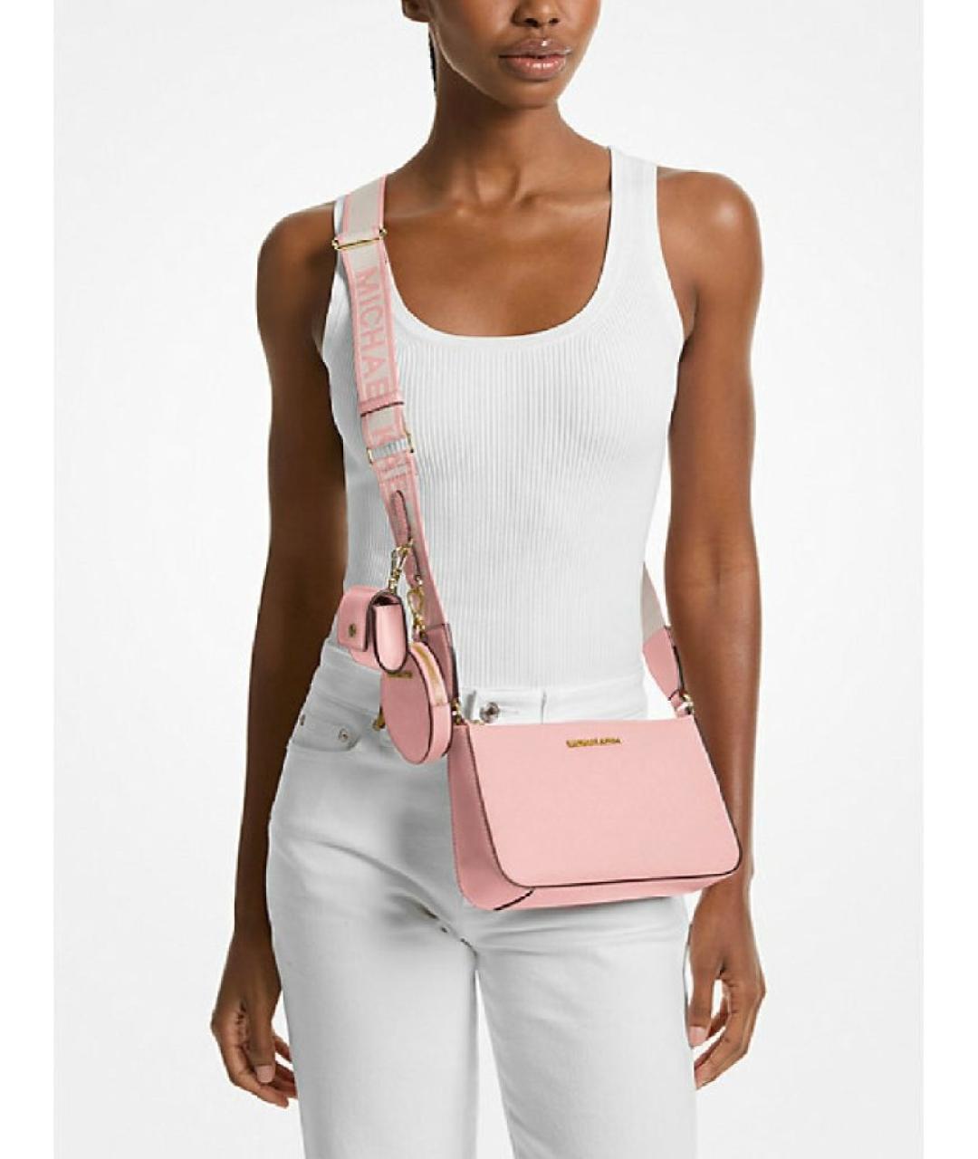 MICHAEL KORS Розовая кожаная сумка через плечо, фото 4