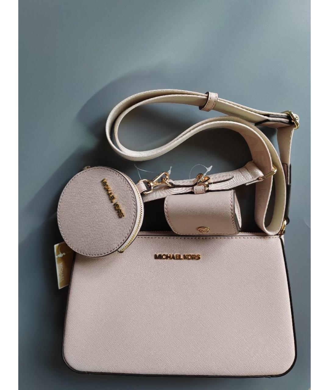 MICHAEL KORS Розовая кожаная сумка через плечо, фото 5