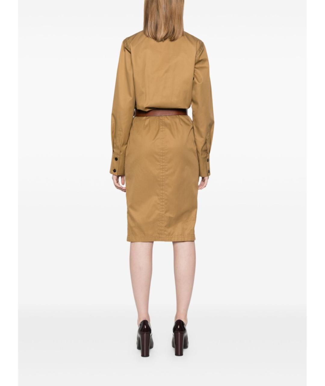 SAINT LAURENT Бежевое хлопковое повседневное платье, фото 2