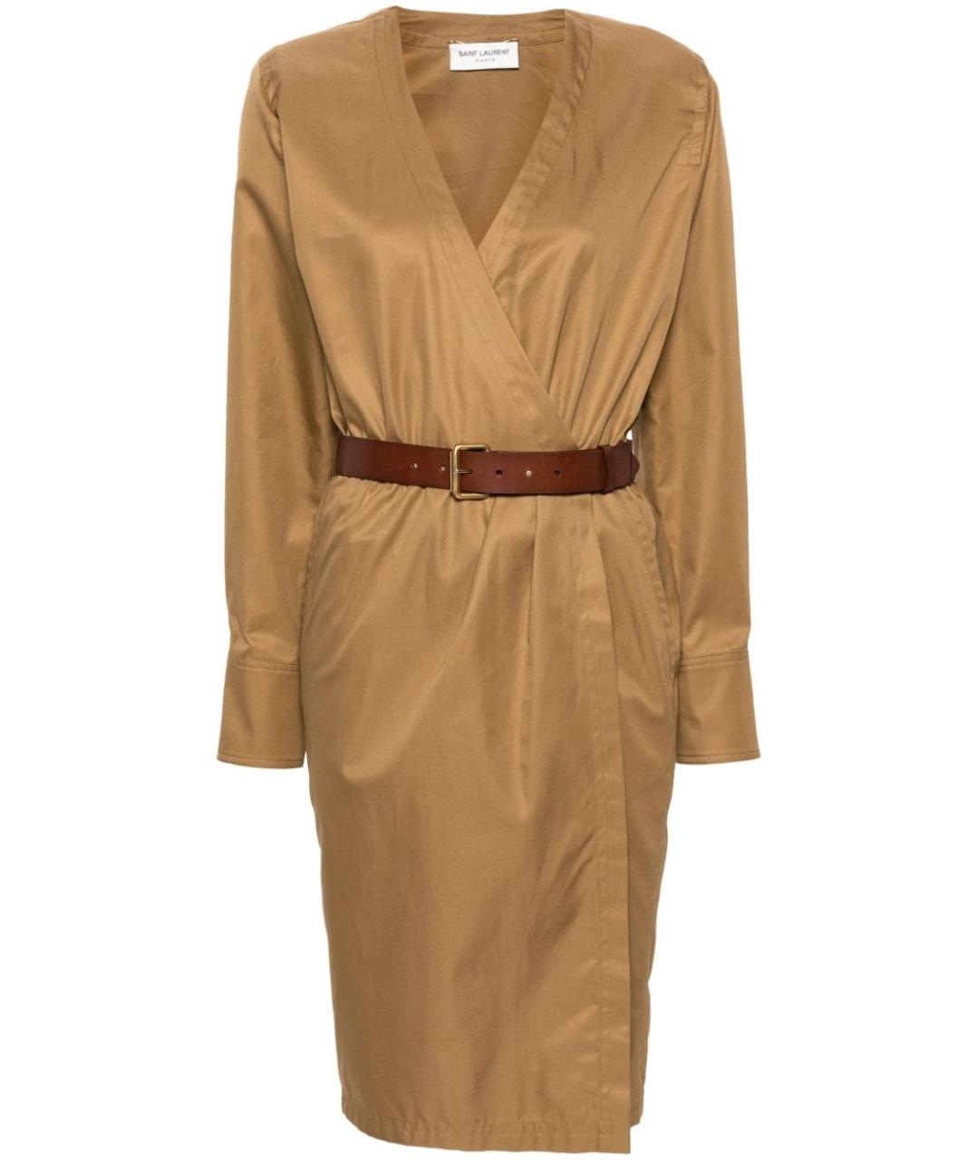 SAINT LAURENT Бежевое хлопковое повседневное платье, фото 1