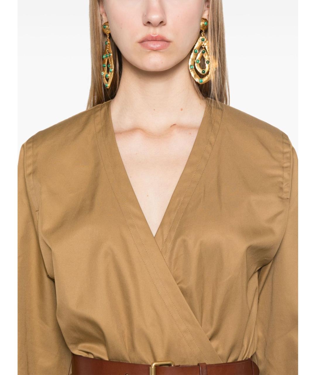 SAINT LAURENT Бежевое хлопковое повседневное платье, фото 3