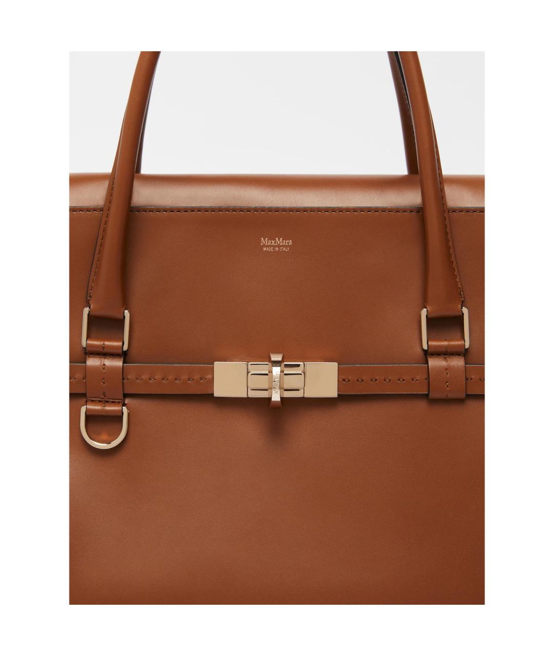 MAX MARA Коричневая кожаная сумка тоут, фото 5