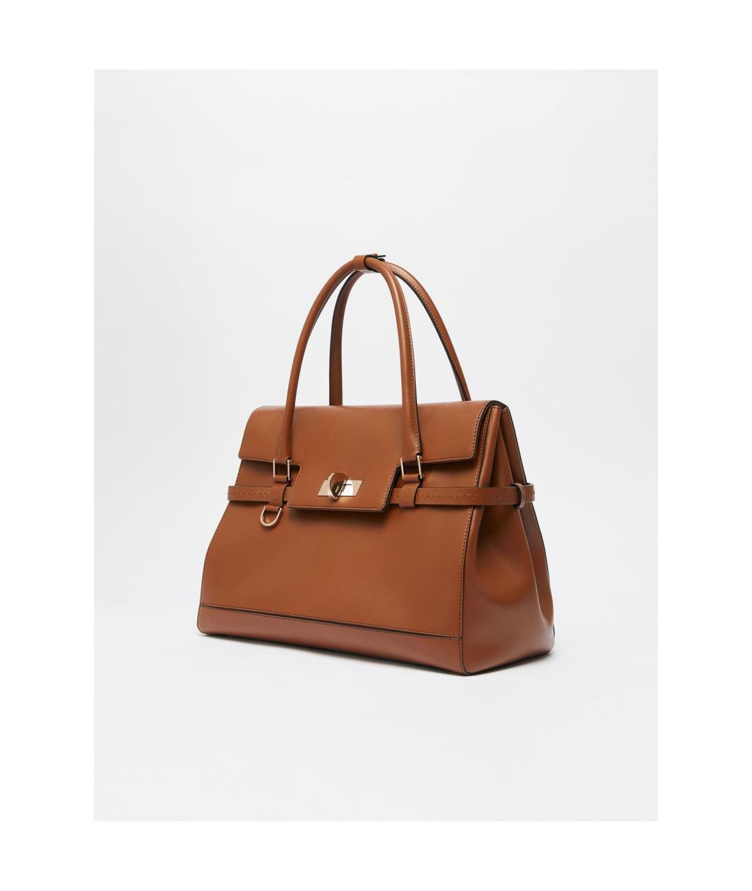 MAX MARA Коричневая кожаная сумка тоут, фото 2